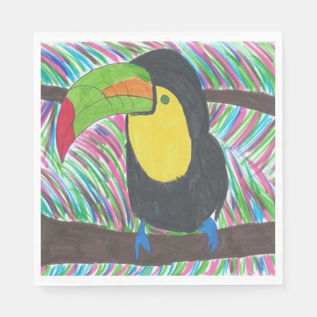 Serviettes en papier coloré Tropical Toucan (Devant)
