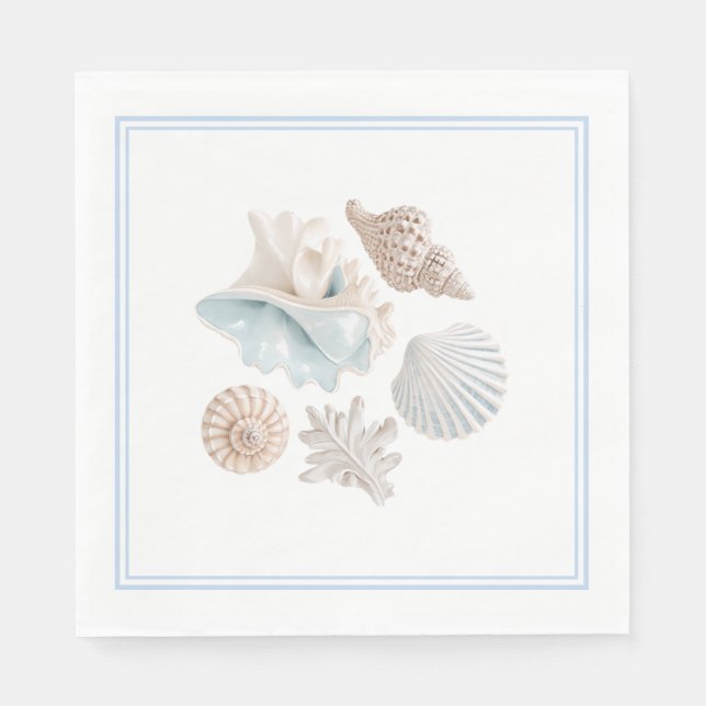 Serviettes en papier Coquillages de plage (Devant)
