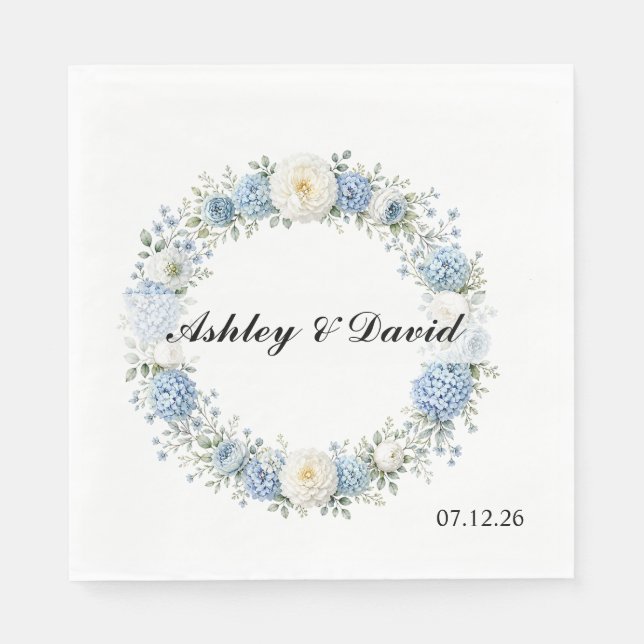 Serviettes en papier Couronne Florale de Mariage (Devant)