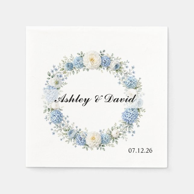 Serviettes en papier Couronne Florale de Mariage (Devant)