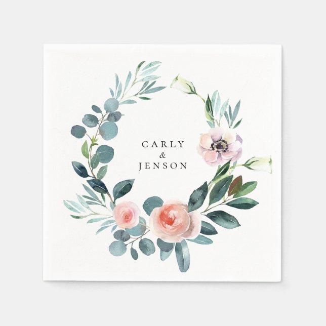 Serviettes en papier Couronne florale de verdure à (Devant)