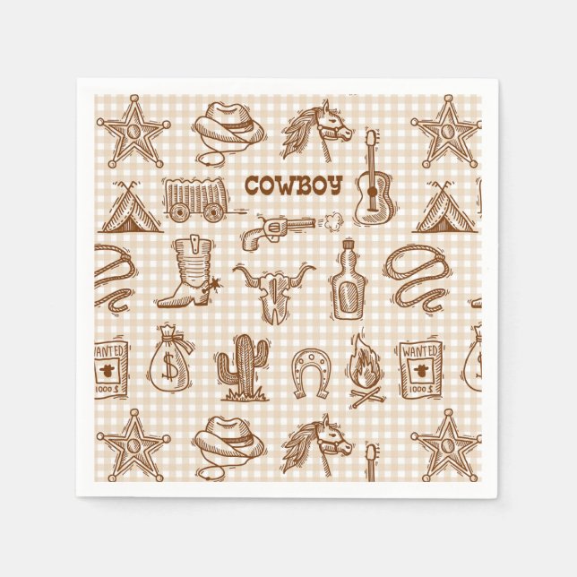 Serviettes en papier Cowboy, Fournitures de fête d (Devant)