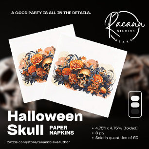 Serviettes en papier crâne d'Halloween effrayant