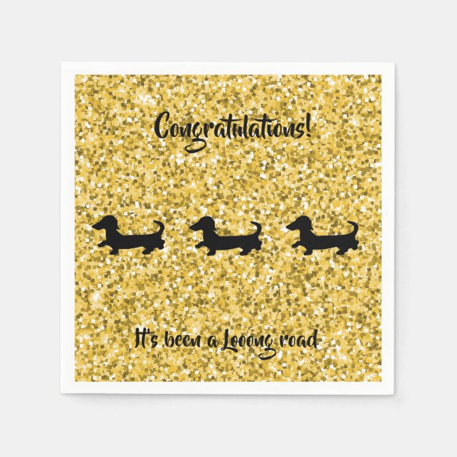 Serviettes en papier Dachshund à paillettes dorées (Devant)