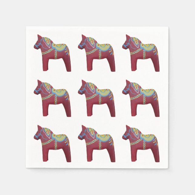 Serviettes en papier Dala Horse (Devant)