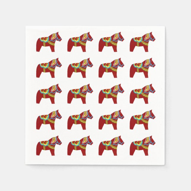 Serviettes en papier Dala Horse (Devant)