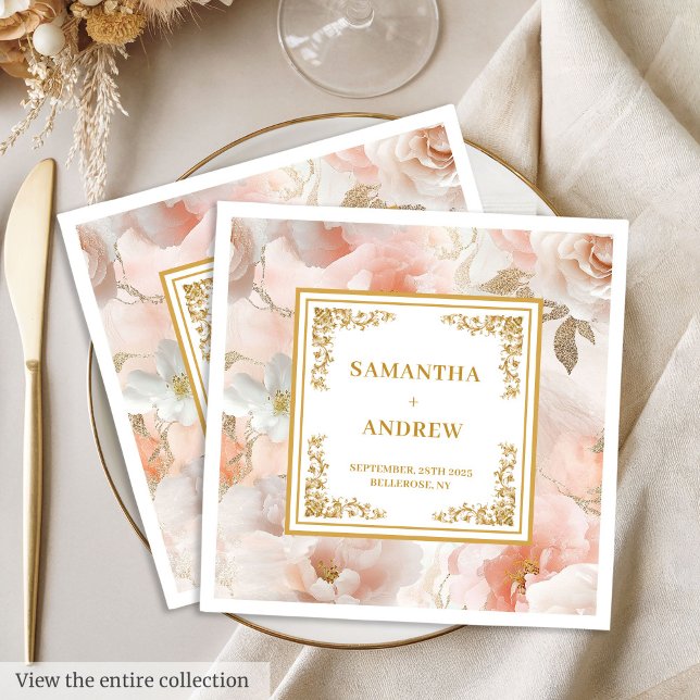 serviettes en papier d'aquarelle en ivoire broussa (Minimal boho blush ivory watercolor paper napkins)