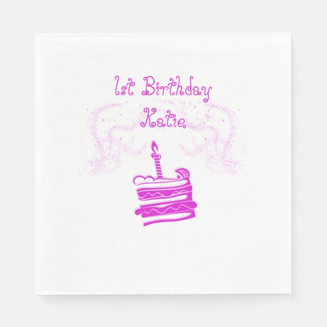 Serviettes en papier de 1er anniversaire pour fill (Devant)