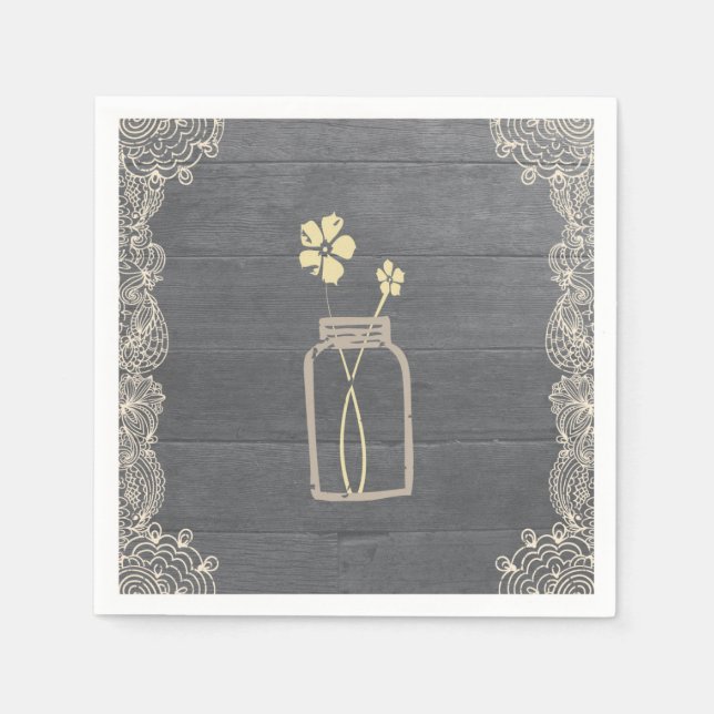 Serviettes en papier de bocal et dentelle rustique (Devant)