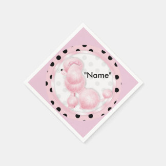 Serviettes en papier de caniche rose rétro