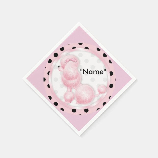 Serviettes en papier de caniche rose rétro (Coin)