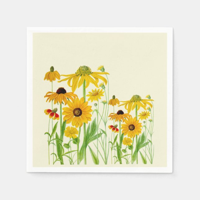 Serviettes en papier de cousins de tournesol (Devant)