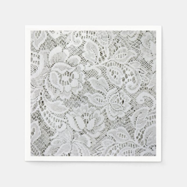 Serviettes en papier de dentelle blanche élégantes (Devant)