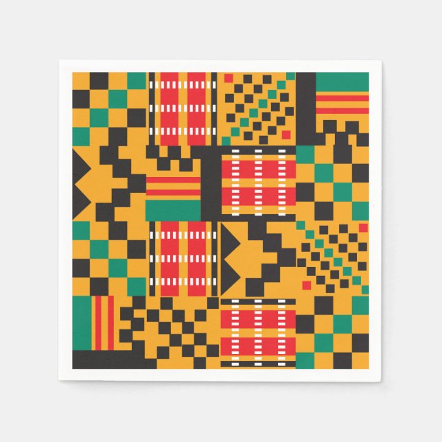 Serviettes en papier de designer africain Kente (Devant)