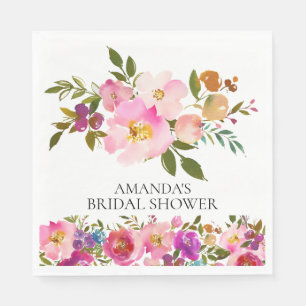 Serviettes en papier de douche à ressort rose et v