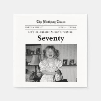 Serviettes en papier de journal d'anniversaire 70 