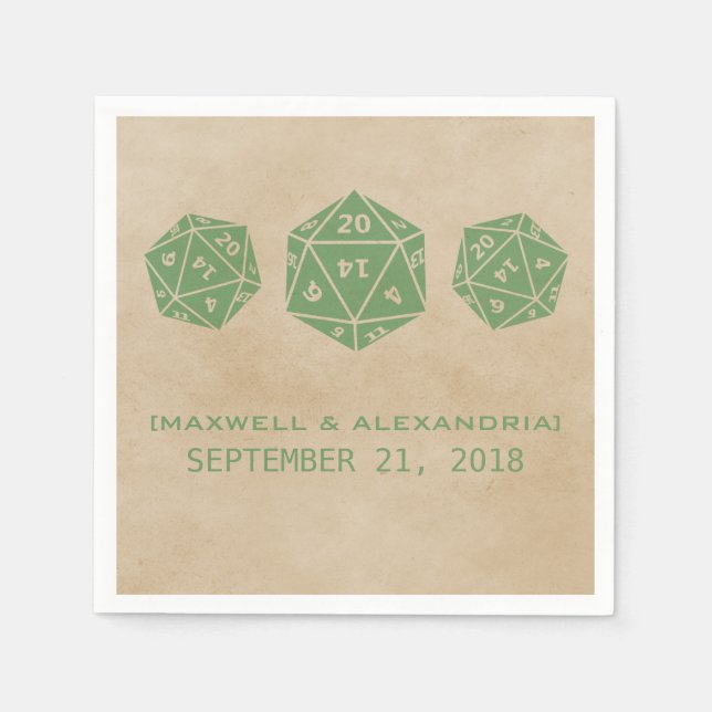 Serviettes en papier de la gamme de dés D20 Grunge (Devant)