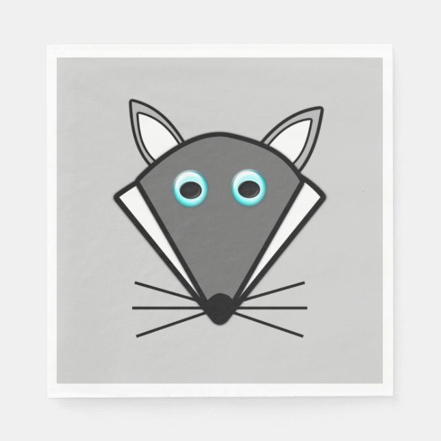 Serviettes en papier de loup d'Halloween mignonnes (Devant)