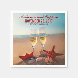 serviettes en papier de mariage de plage