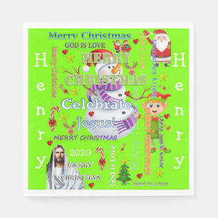 Serviettes en papier de Noël, Joyeux Jésus Père No