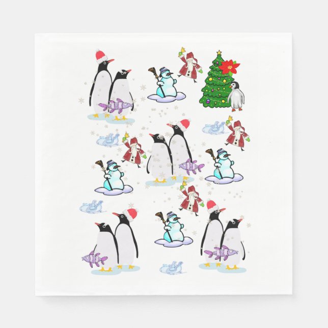 serviettes en papier de Noël, Joyeux pingouin de N (Devant)