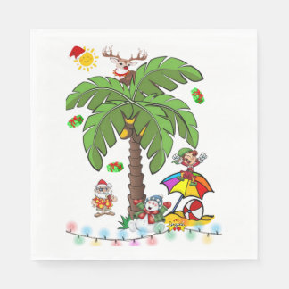 Serviettes en papier de Noël, Père Noël Beach Bum 