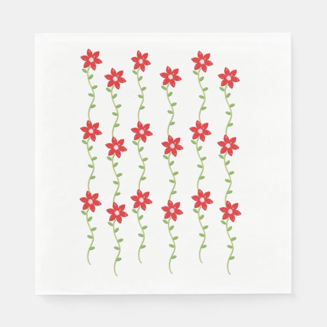 Serviettes en papier de Noël, Poinsettia (Devant)