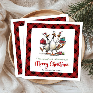 Serviettes en papier de Noël Silly Geese ludique f