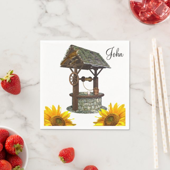 Serviettes en papier de Sunflower Well (En situation)