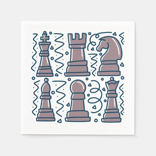 Serviettes en papier d'échecs, Fête de jeu de soci (Devant)