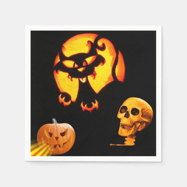 Serviettes en papier d'Halloween, crâne (Devant)