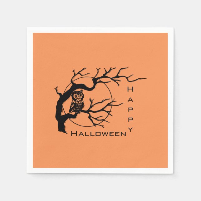 Serviettes en papier d'Halloween Orange et Black O (Devant)