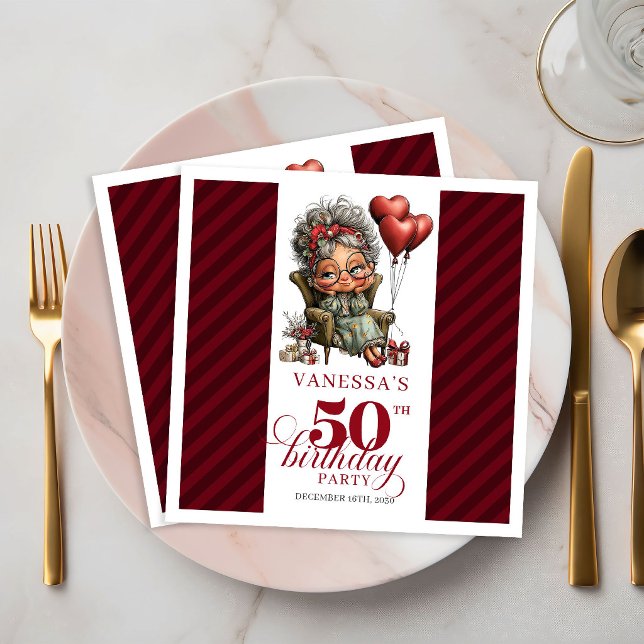 Serviettes en papier drôles et originales pour les (50th Birthday Funny Grandma Quirky Paper Napkins Decor)