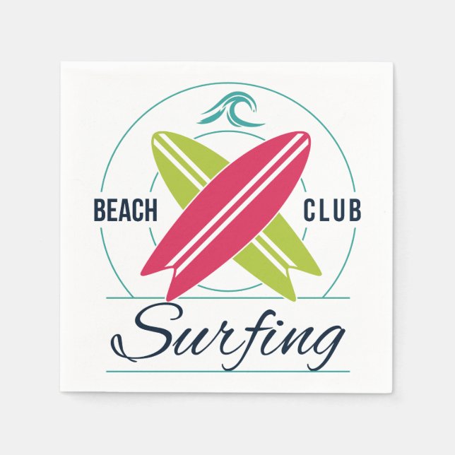 Serviettes en papier du Beach Club Surfing (Devant)