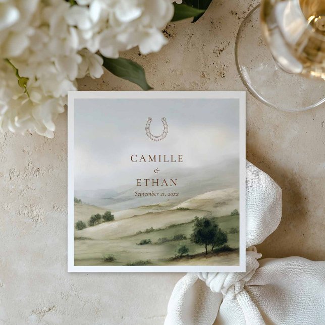 Serviettes en papier élégantes pour mariage à la f (Countryside Estate Wedding Napkin)