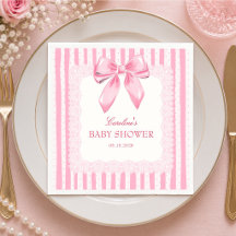 Serviettes en papier élégantes rose pour Baby Show