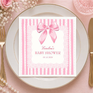 Serviettes en papier élégantes rose pour Baby Show