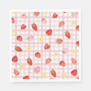 Serviettes en papier En vichy fraises