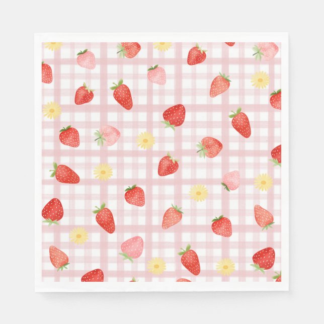 Serviettes en papier En vichy fraises (Devant)