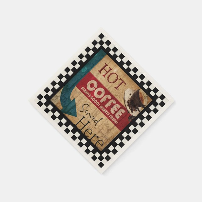Serviettes en papier enseigne de café rétro (Coin)
