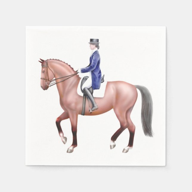 Serviettes en papier équestre Dressage Bay Horse (Devant)