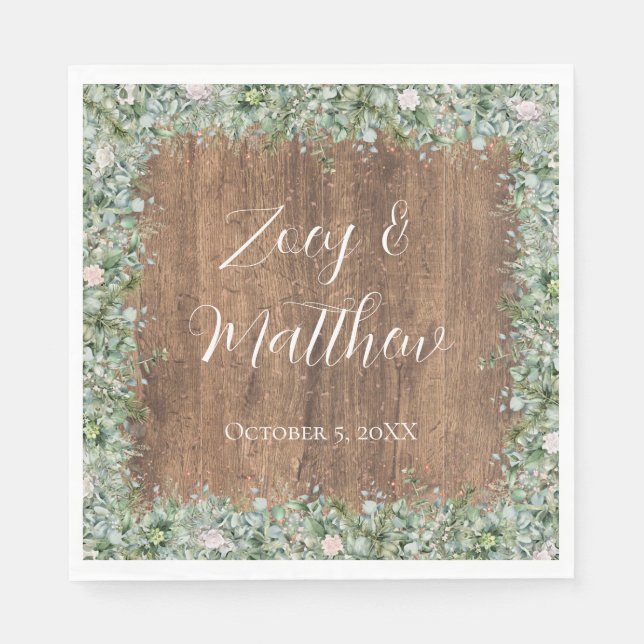 Serviettes en papier Eucalyptus Dusty Rose | Flora (Devant)