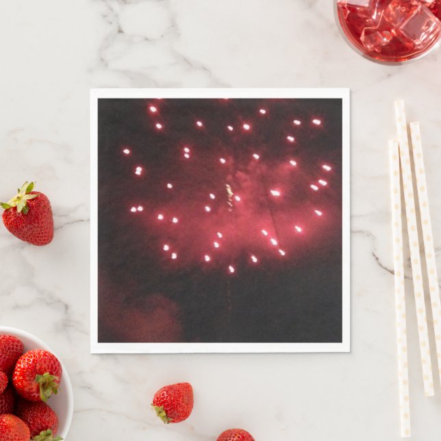Serviettes en papier Feux d'Artifice Rouges (En situation)