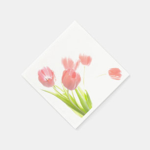 serviettes en papier fleur de tulipe rose rétro