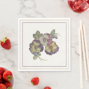 Serviettes en papier Fleurs de Pensée à l'aquarell