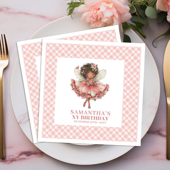 Serviettes en papier fleurs rose pastel pour l'ann (Fairy Girl Birthday Pastel Pink Floral napkins)
