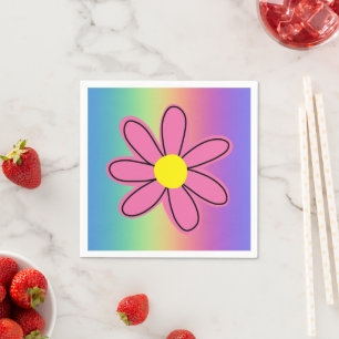 Serviettes en papier Fleurs Roses Arc-en-Ciel