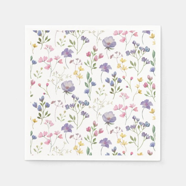 Serviettes en papier fleurs violettes, Fête botani (Devant)