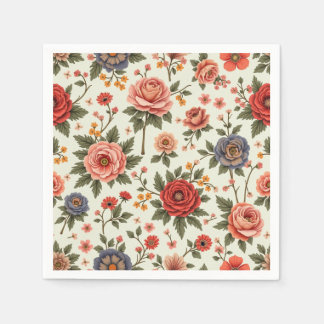 serviettes en papier floral