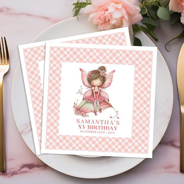 Serviettes en papier Floral Blush pour l'anniversa (Whimsy Fairy Girl Birthday Blush Floral napkins)